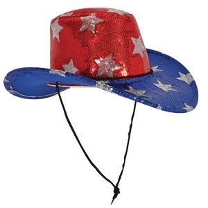sequin cowboy hat america lights up unisex EUC